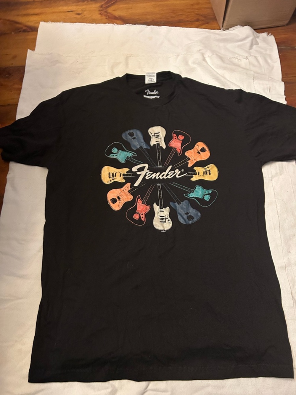 Fender Black Tee with Multicolor Guitar Wheel Graphic large